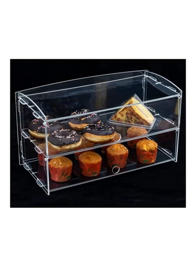 Eworld 2-Tier Clear Acrylic Display Cabinet -2