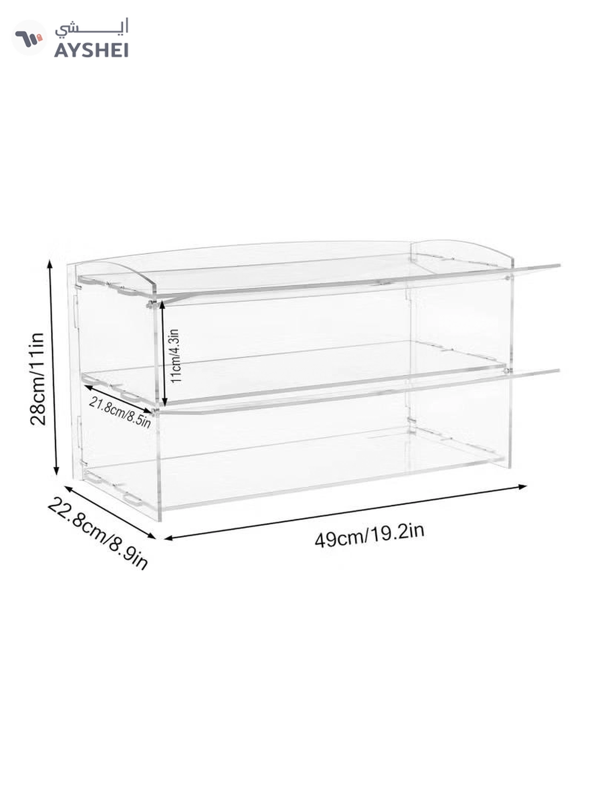 Eworld 2-Tier Clear Acrylic Display Cabinet -1-1