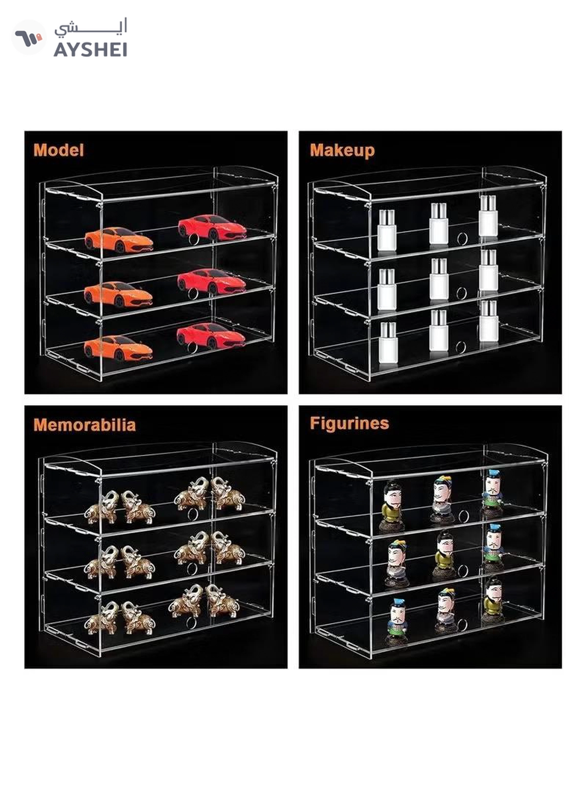 Eworld 2-Tier Clear Acrylic Display Cabinet -5-5