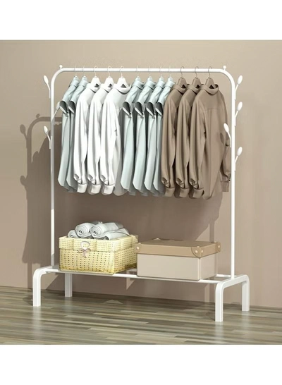 DubaiGallery Clothes Rail Heavy Duty Metal Garment Shelf Hanging Display Stand Rack White-2