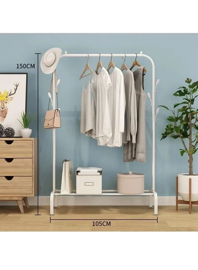 DubaiGallery Clothes Rail Heavy Duty Metal Garment Shelf Hanging Display Stand Rack White-1