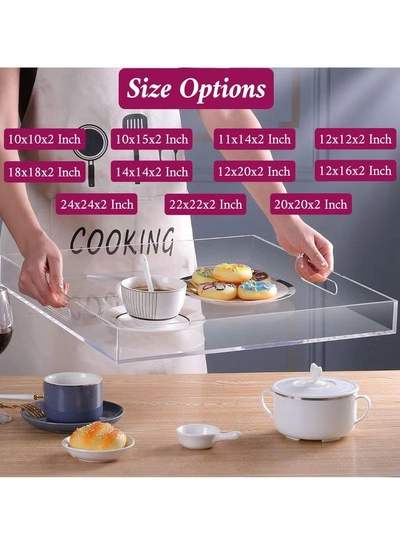Eworld Elegant and Durable Multifunctional Acrylic Serving Tray with Convenient Cutout Handles-2
