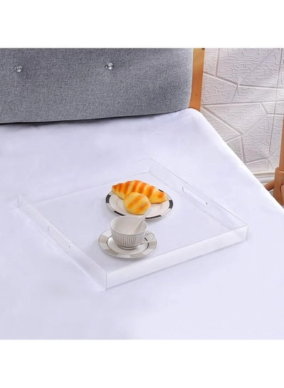 Eworld Elegant and Durable Multifunctional Acrylic Serving Tray with Convenient Cutout Handles-3
