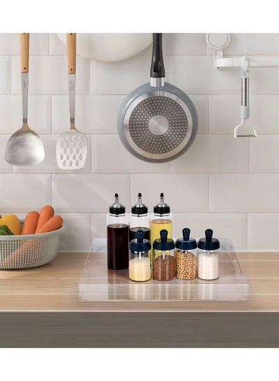 Eworld Elegant and Durable Multifunctional Acrylic Serving Tray with Convenient Cutout Handles-5