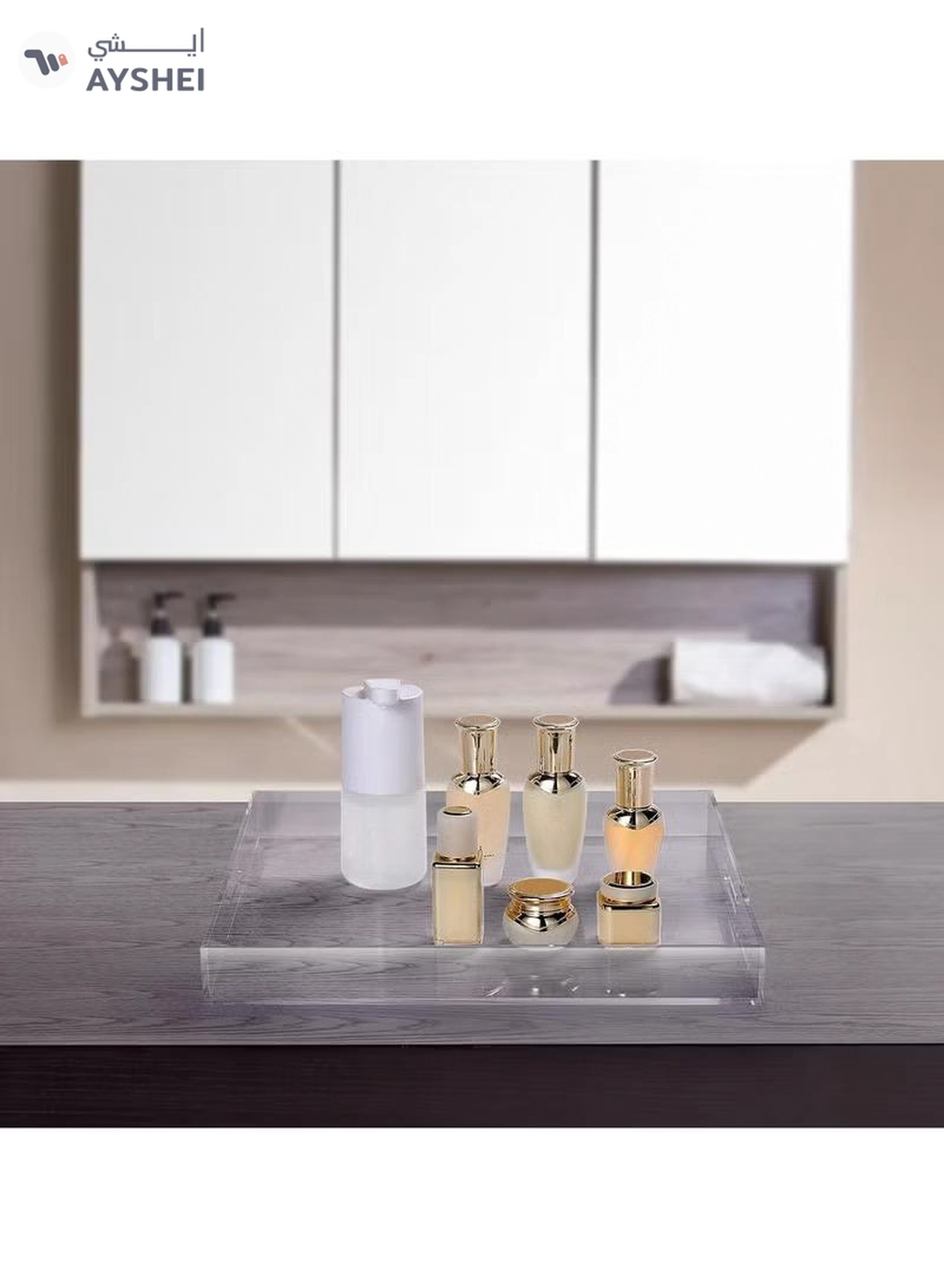 Eworld Elegant and Durable Multifunctional Acrylic Serving Tray with Convenient Cutout Handles-1-1