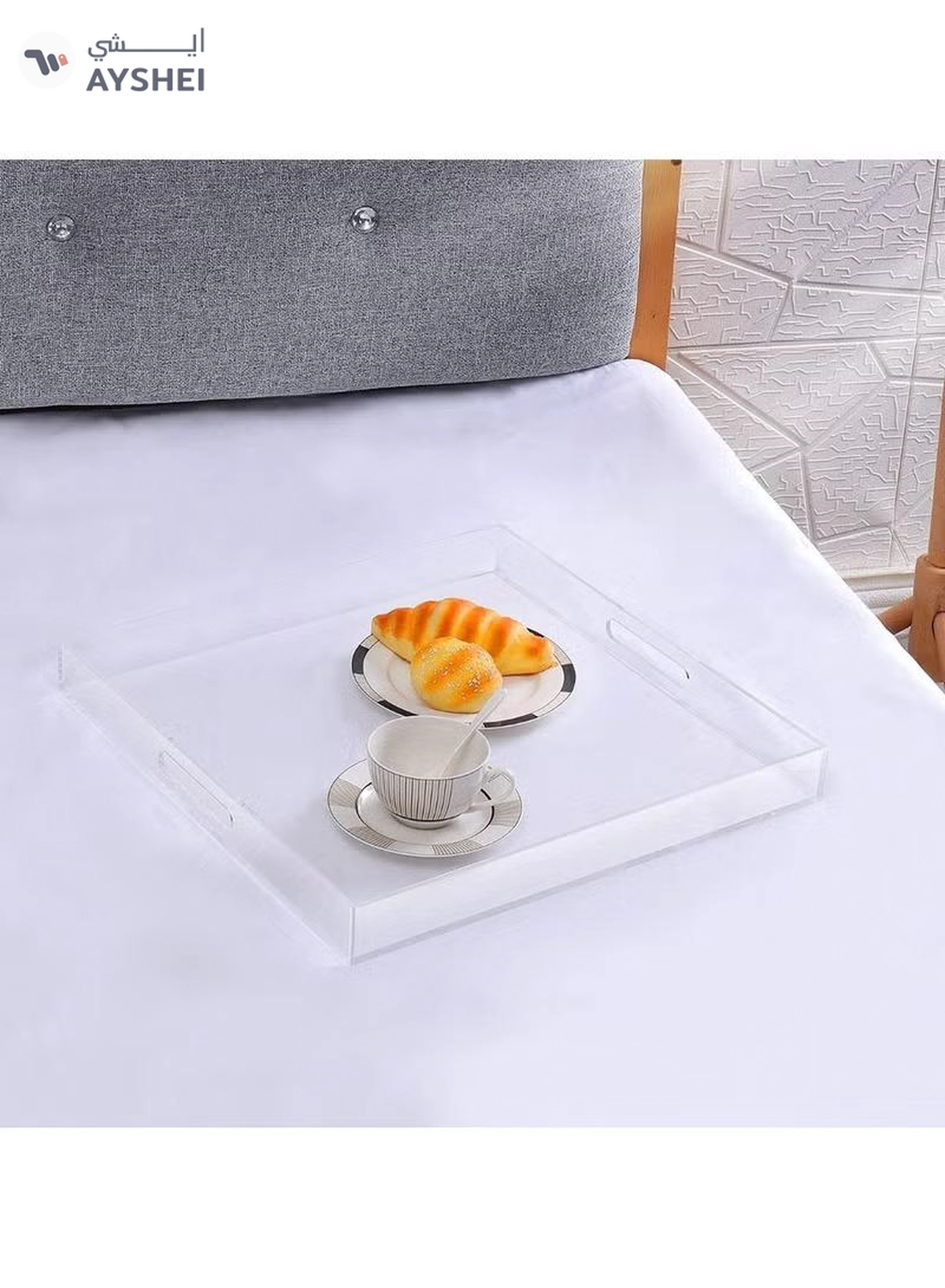 Eworld Elegant and Durable Multifunctional Acrylic Serving Tray with Convenient Cutout Handles-3-3