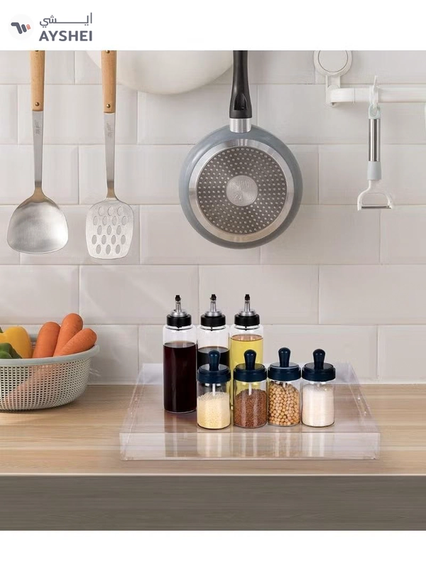 Eworld Elegant and Durable Multifunctional Acrylic Serving Tray with Convenient Cutout Handles