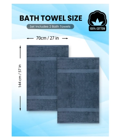 REZLAN Luxury 2-Piece Bath Sheet Set-2
