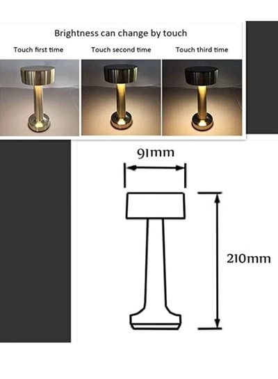 Yuwell Touch Sensor Bar Table Lamp Portable Cordless Rechargeable Battery LED Table Lamp Night Lights Bedroom Bedside And Restaurant Gold-2