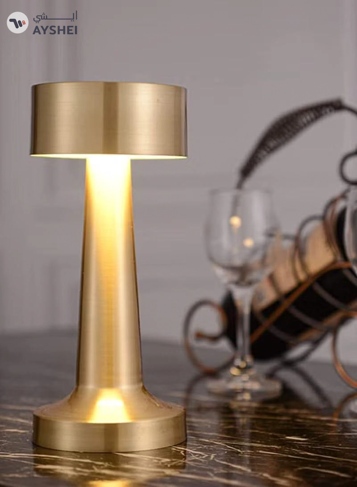 Yuwell Touch Sensor Bar Table Lamp Portable Cordless Rechargeable Battery LED Table Lamp Night Lights Bedroom Bedside And Restaurant Gold-1-1
