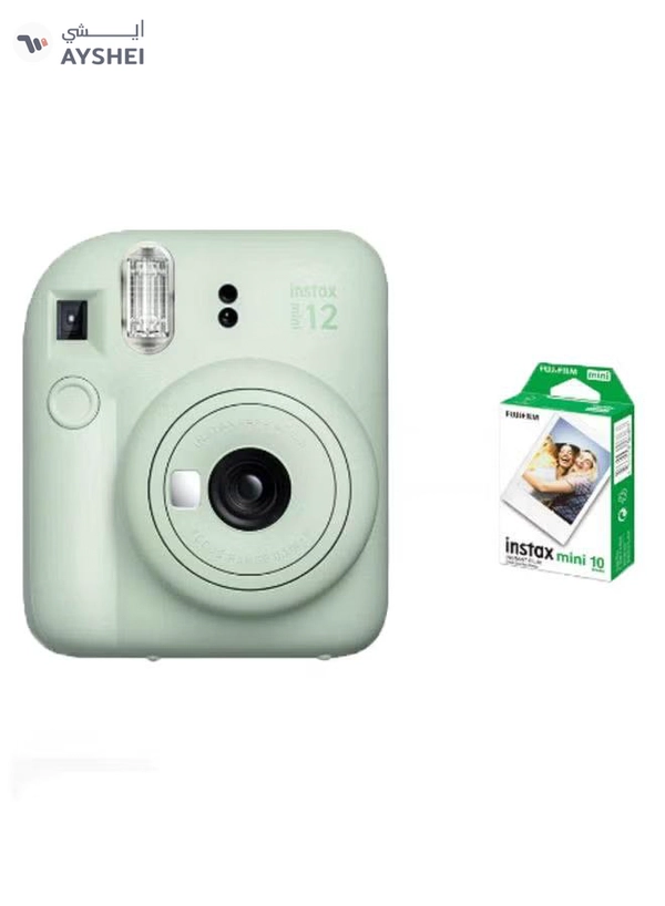 FUJIFILM Instax Mini 12 Instant Film Camera With Pack Of 10 Films Mint Green