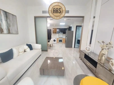 Fully furnished luxury 1bhk just 85k in Gemz by Danube with Study Room-0