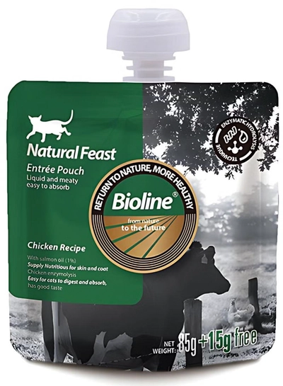 Bioline Natural Feast Entree Pouch Chicken Recipe 85g+15g-0