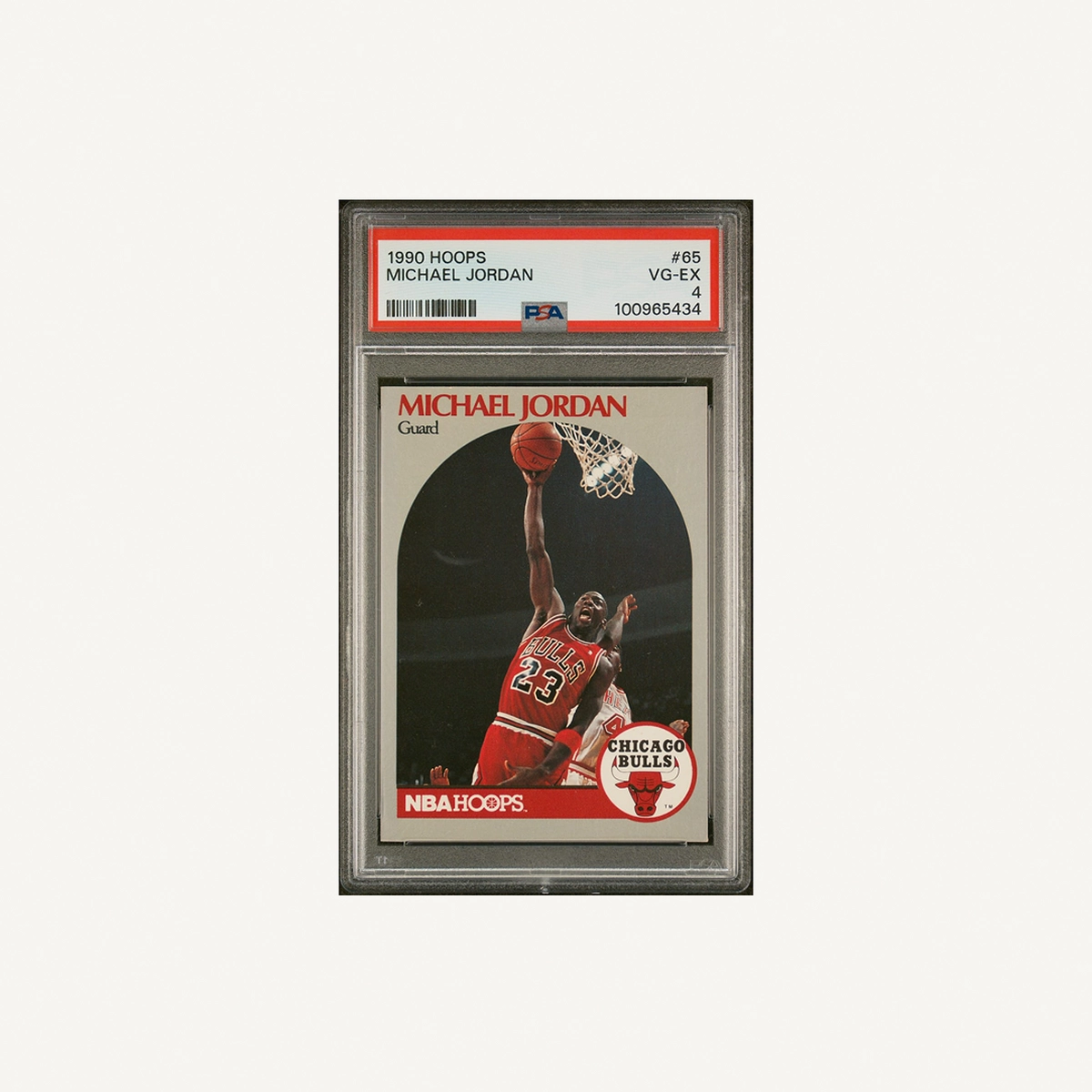 1990 NBA Hoops #65 card features basketball legend Michael Jordan