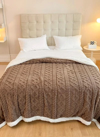 DubaiGallery Flannel Simple Double Layer Quilted Quilt, Winter Bed Sheet Quilt, Composite Leisure Blanket Warm blankets in winter-3