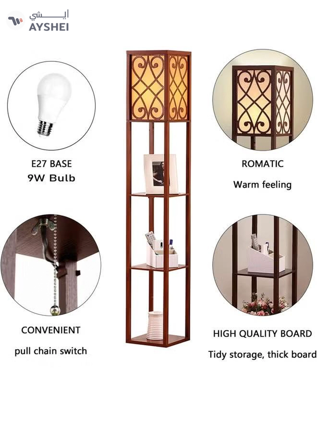 NKX Nordic Modern Bedroom linen cover Standing Floor vertical lamp With 9W bulb-1-1