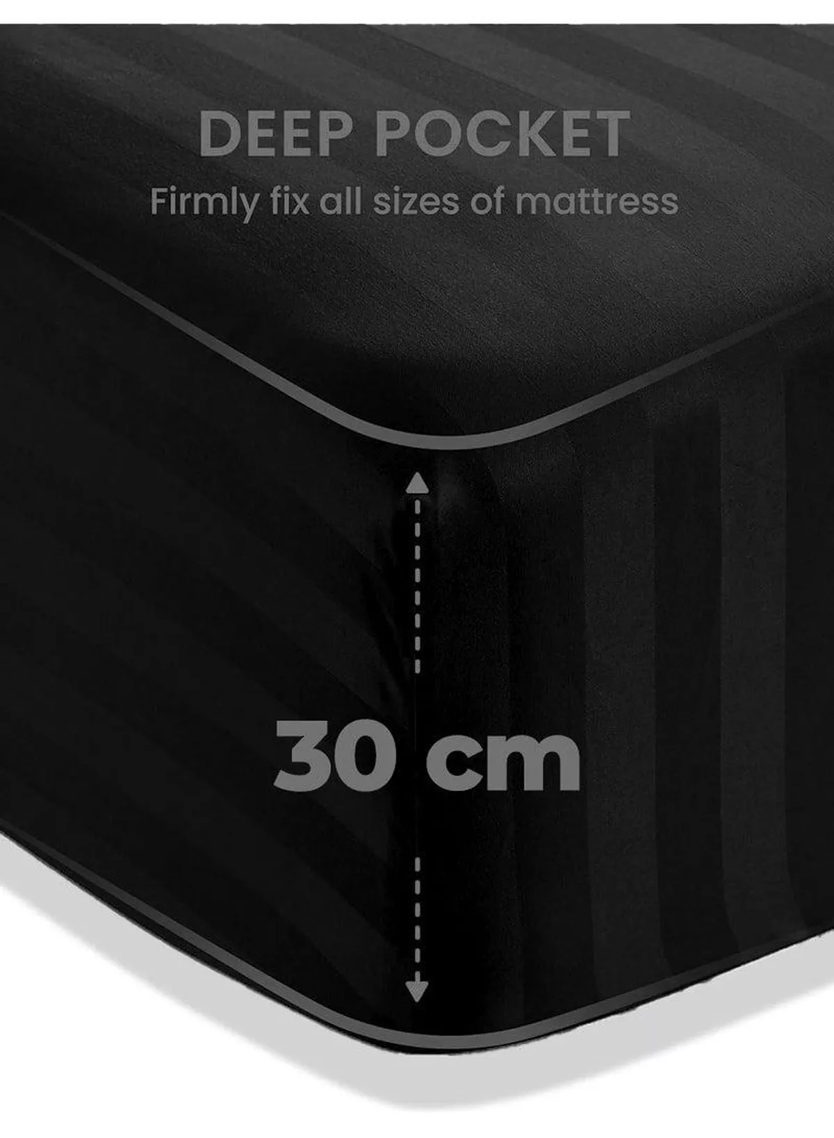 4-Piece Luxury Black Striped Bedding Set Includes 1 Regular Bedsheet, 1 Fitted Bed Sheet, and 2 Pillow Cases for Ultimate Hotel-Inspired Sophistication in King, Queen and Single Sizes-1-1