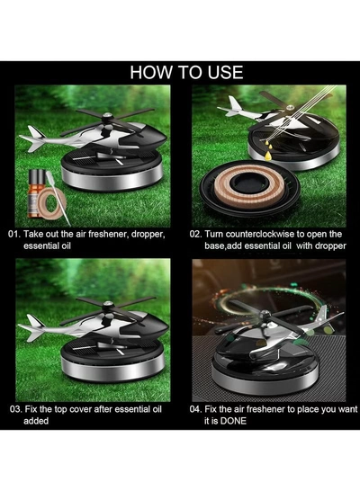 DubaiGallery Car Air Freshener, Helicopter Solar Energy Rotating Aromatherapy Aviation Al Alloy Diffuser, Interior Decoration Accessories Diffuser for Car and Home car air freshener solor-2