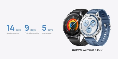 Huawei Watch GT 5 46mm Smartwatch, up to 14 Days Battery Life, All-new Running and Cycling Experience, Sharp-Edged Design Watch, Health Tracking, Compatible with iOS and Android - Fluoroelastomer Strap Black-3