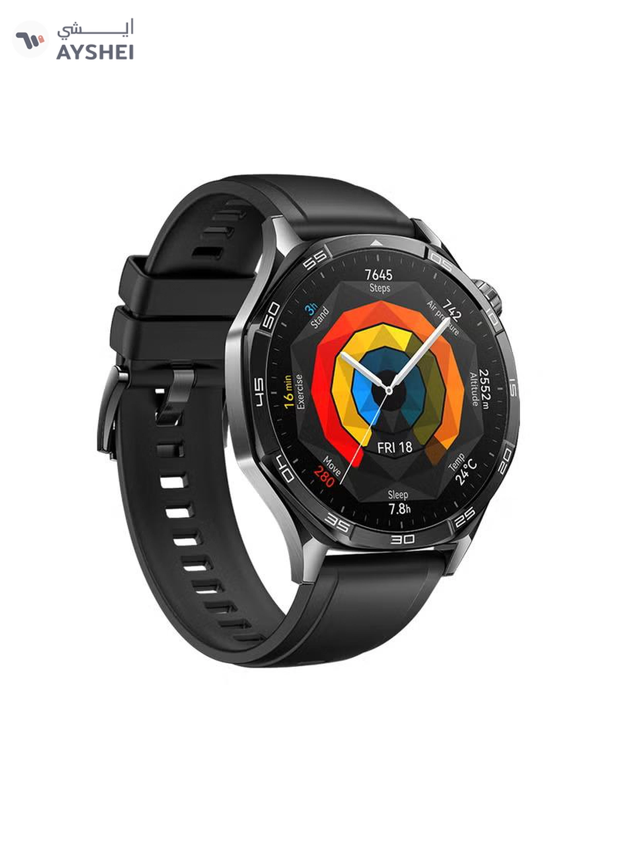 Huawei Watch GT 5 46mm Smartwatch, up to 14 Days Battery Life, All-new Running and Cycling Experience, Sharp-Edged Design Watch, Health Tracking, Compatible with iOS and Android - Fluoroelastomer Strap Black-0-0