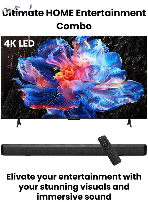 TCL 75-Inch P6K UHD LED 4K Smart TV + 2.0 Channel Premium Soundbar | [Google TV, AiPQ Processor, 60Hz, HDR10, MEMC, Metallic Bezel-less body] + [HDMI (ARC), USB, Bluetooth, FM Station, Aux] - (2025 Model) 75P6K+SOUNDBAR Black