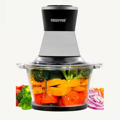 GEEPAS 2L Multi Copper With Garlic Peeler - 2 Speed with 4Pcs Stainless Steel Blades,Glass Bowl 2 L 500 kW GMC42021 Black/silver-1