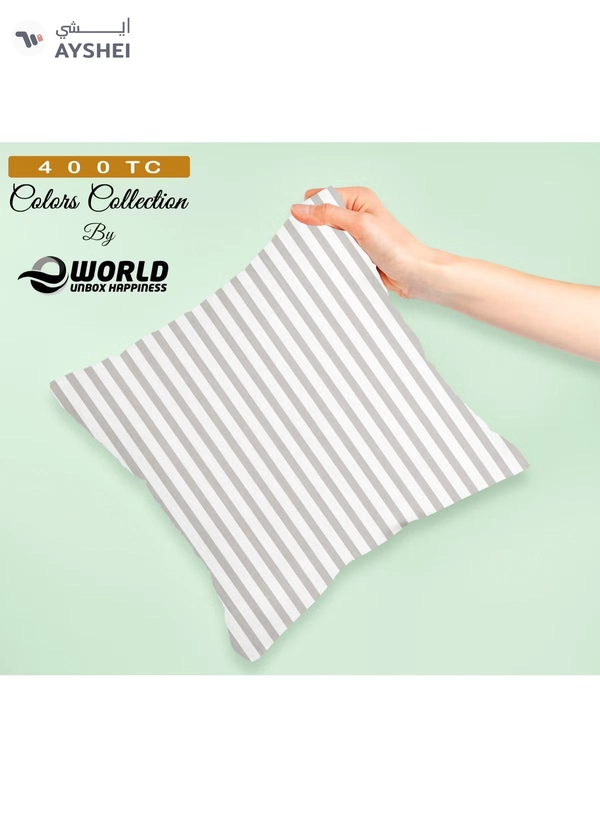 Eworld Set of 4 Cotton Cushions, 400 Thread Count Decorative Striped Farmhouse Lines Cushion