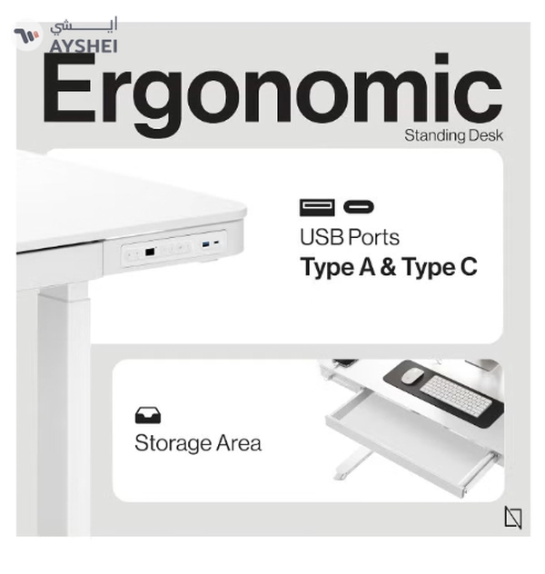 Navodesk AIR, Standing Desk with Inbuilt USB Ports and Wireless Charging