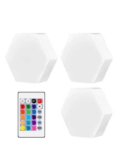 Yuwell Pack Of 3 Pcs RGB LED Wall Light With Remote Control Wireless LED Cabinet Light With Adjustable Brightness and Color Function Suitable For Kitchen, Bedroom, Study Room And Living Room-2