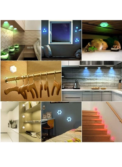 Yuwell Pack Of 3 Pcs RGB LED Wall Light With Remote Control Wireless LED Cabinet Light With Adjustable Brightness and Color Function Suitable For Kitchen, Bedroom, Study Room And Living Room-3