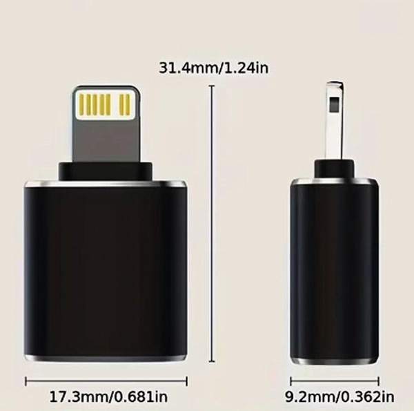 1 Pc Lightning OTG Adapter for iPhone & iPad, USB Camera Connector, Data Transfer Adapter, Plug & Play