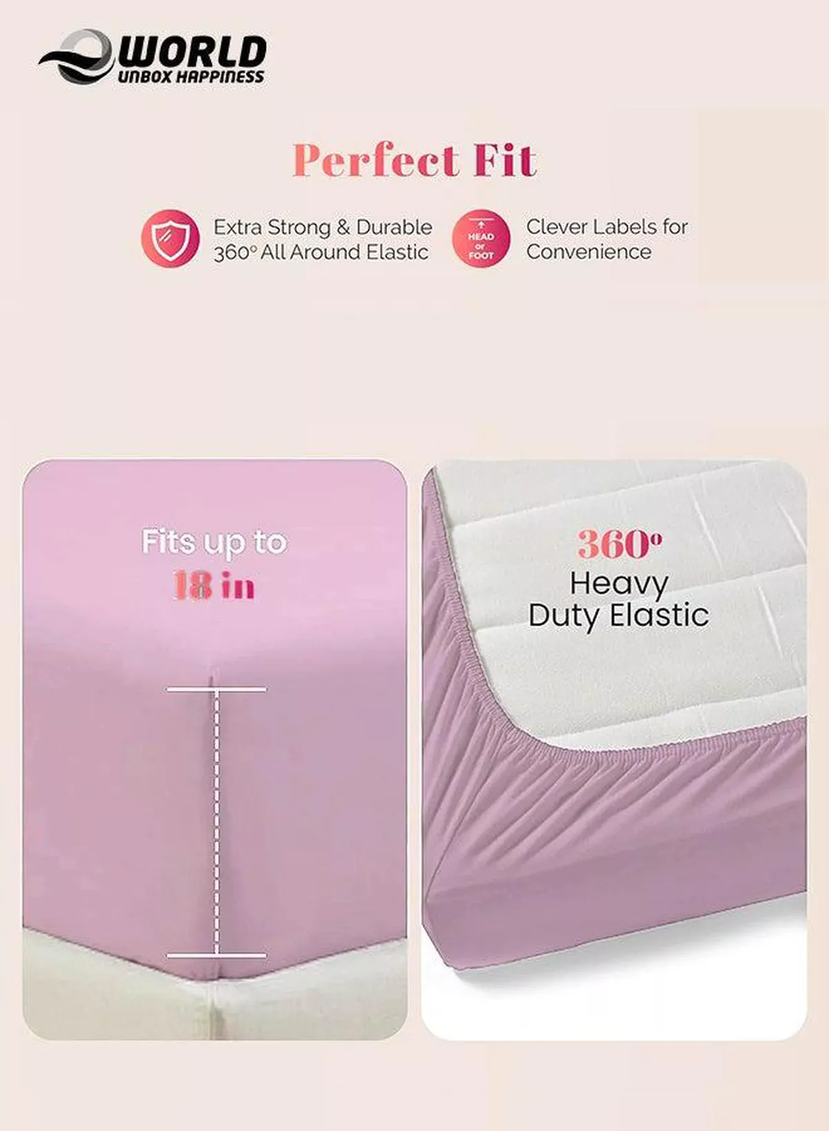 Pink Microfiber Fitted Bedsheet with Deep Pocket for a Snug Fit, Breathable, Machine Washable for Optimal Protection, Available in King, Queen and Single Sizes, Without Pillow Cover-3-3