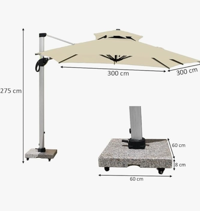 YATAI Patio 3x3 Meter 360 rotable Umbrella With Granite Stand Outdoor Large Cantilever-1