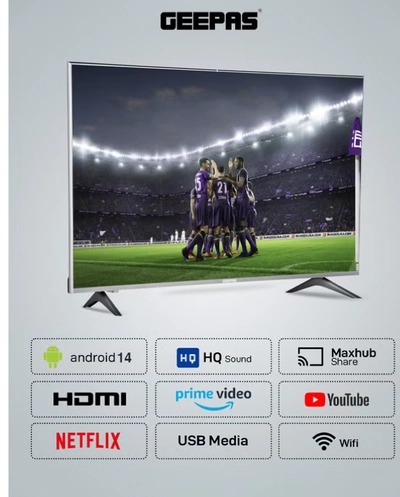 Geepas 32 Inch HD Smart LED TV With Remote Control, HDMI And USB Ports, Head Phone Jack, PC Audio In ,Wi-Fi, Android 14.0 With E-Share,YouTube Etc GLED3202SCHD Black-4