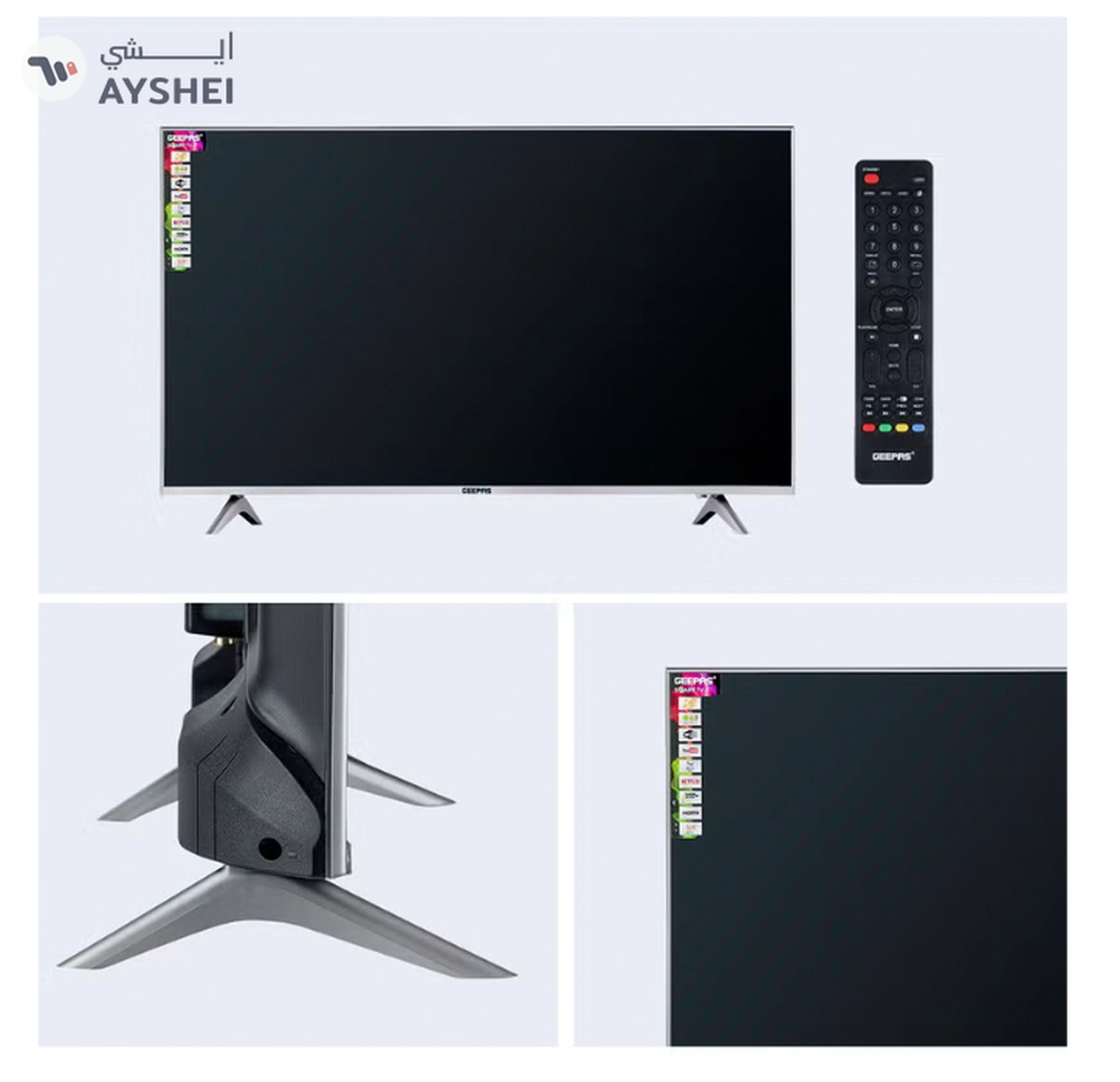Geepas 32 Inch HD Smart LED TV With Remote Control, HDMI And USB Ports, Head Phone Jack, PC Audio In ,Wi-Fi, Android 14.0 With E-Share,YouTube Etc GLED3202SCHD Black-5-5