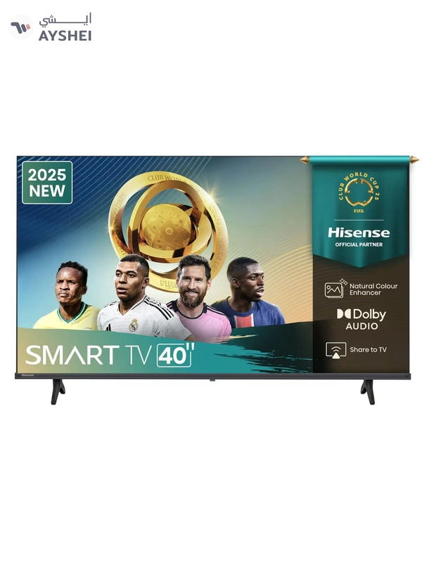 Hisense 40 Inch Full HD Smart TV – VIDAA OS, Natural Color Enhancer, Game Mode, Dolby Audio, Screen Mirroring, Noise Reduction, HDMI ARC, Wi-Fi, YouTube, Netflix - 2025 40A4Q Black