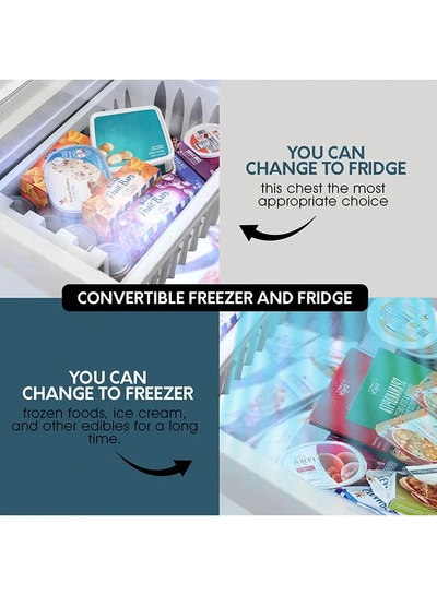 GEEPAS Faster Cooling Chest Showcase Freezer Convertible Freezer and Fridge Function Long Lasting Freshness with Temperature Control 220 W GCF3523SG White-3
