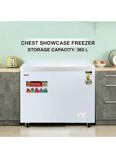 GEEPAS Faster Cooling Chest Showcase Freezer Convertible Freezer and Fridge Function Long Lasting Freshness with Temperature Control 220 W GCF3523SG White-2