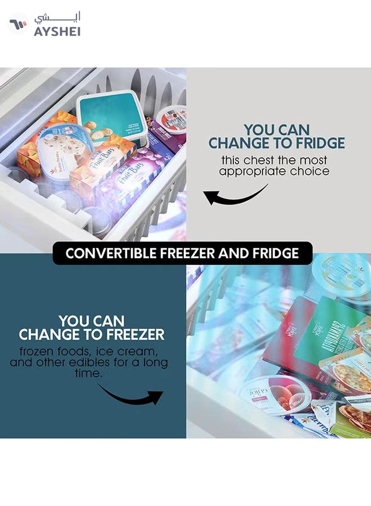 GEEPAS Faster Cooling Chest Showcase Freezer Convertible Freezer and Fridge Function Long Lasting Freshness with Temperature Control 220 W GCF3523SG White-3-3