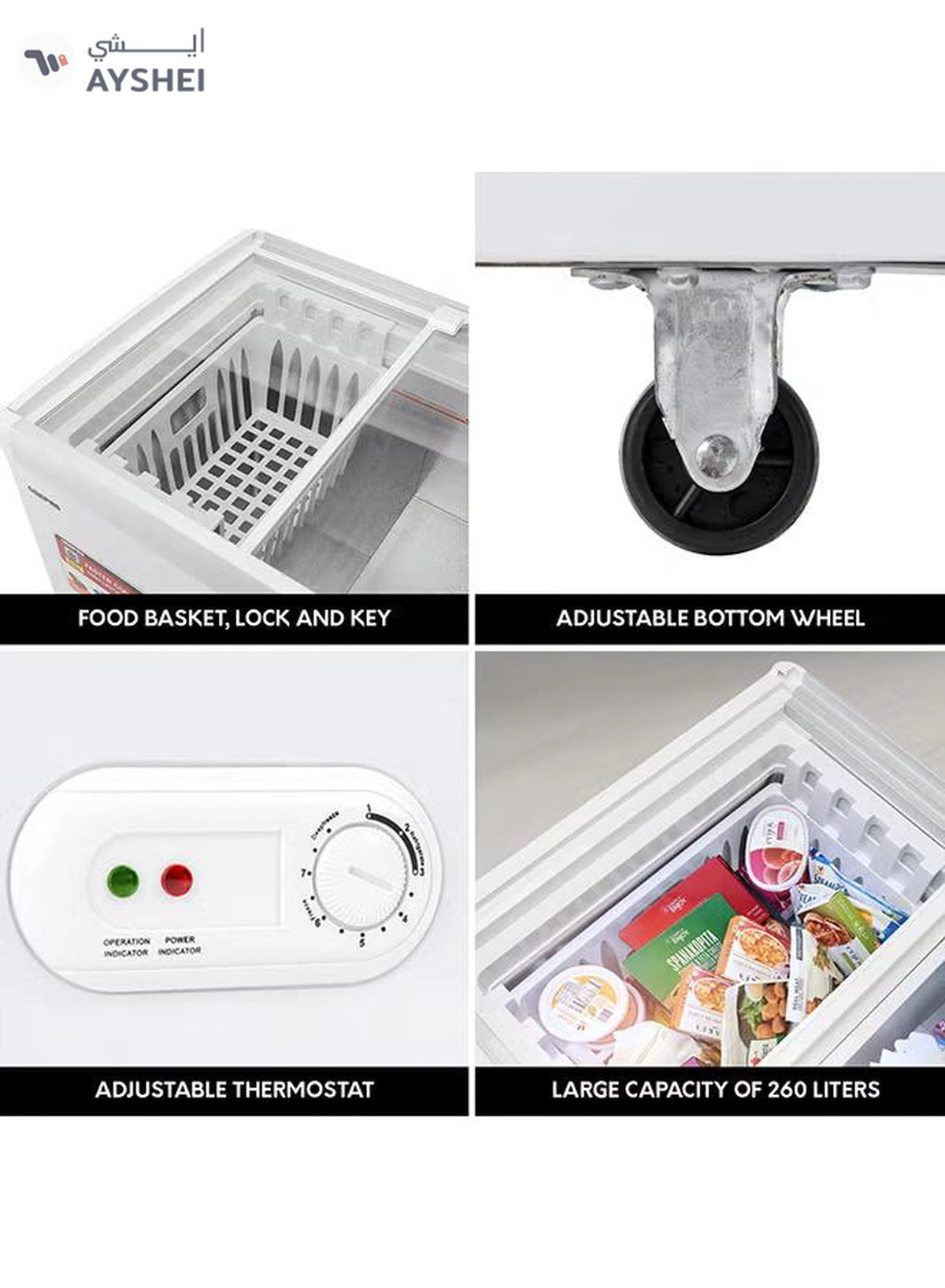 GEEPAS Faster Cooling Chest Showcase Freezer Convertible Freezer and Fridge Function Long Lasting Freshness with Temperature Control 220 W GCF3523SG White-4-4