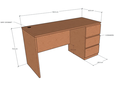 STUD Desk with 3 drawers-0