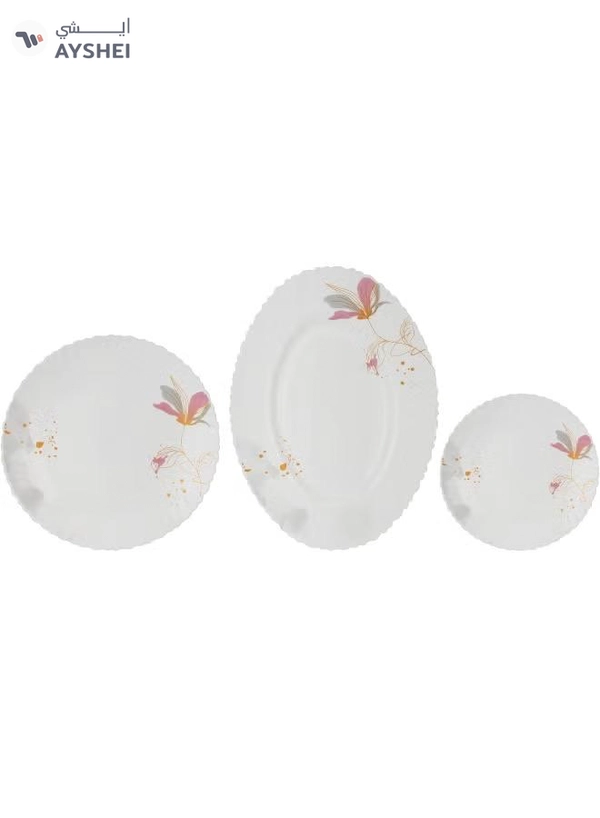 Delcasa DC3384 Opalware Dinner 40-Pieces Set, White/Pink