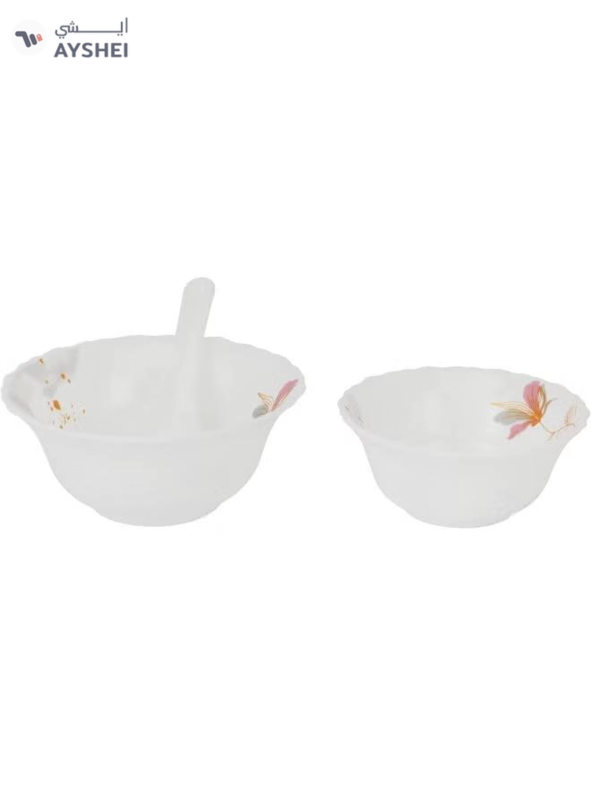 Delcasa DC3384 Opalware Dinner 40-Pieces Set, White/Pink-2-2