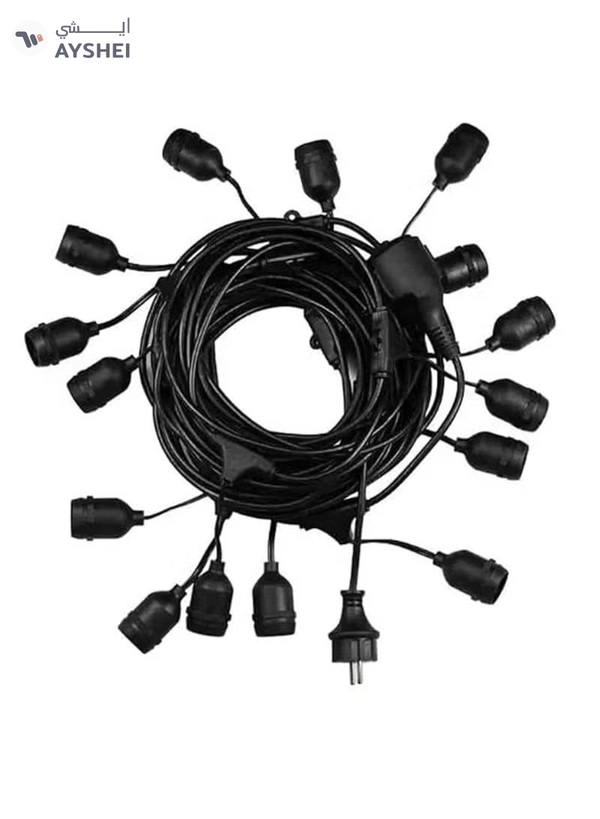 Yuwell Outdoor Waterproof IP65 Led String Lights E27 Holder 100 Meter Bulb Holder Wire For 200 Bulbs Solar Bulb Holder For Ramadan Decoration Lights And Outdoor Decoration Light Hanging Light String Wire Ramadan Light For Commercial Patio Garden & Porch Yard