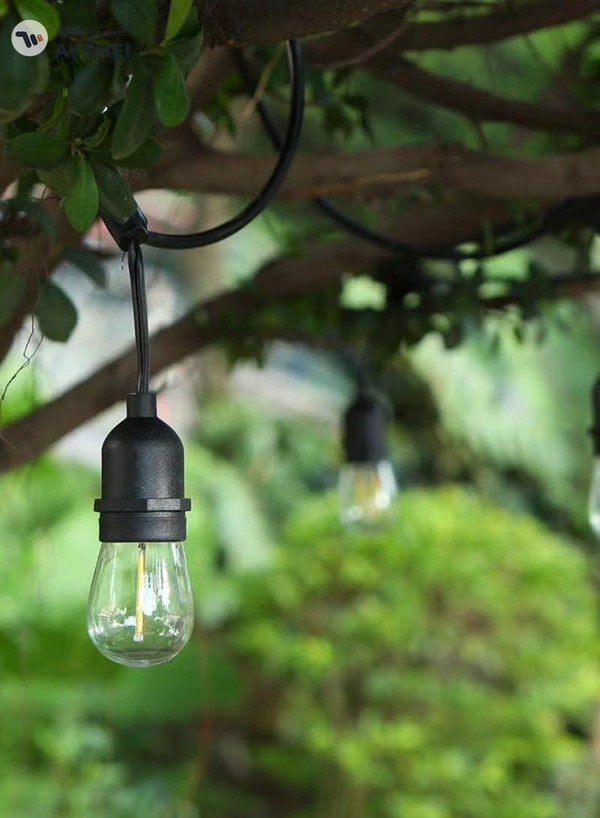 Yuwell Outdoor Waterproof IP65 Led String Lights E27 Holder 100 Meter Bulb Holder Wire For 200 Bulbs Solar Bulb Holder For Ramadan Decoration Lights And Outdoor Decoration Light Hanging Light String Wire Ramadan Light For Commercial Patio Garden & Porch Yard