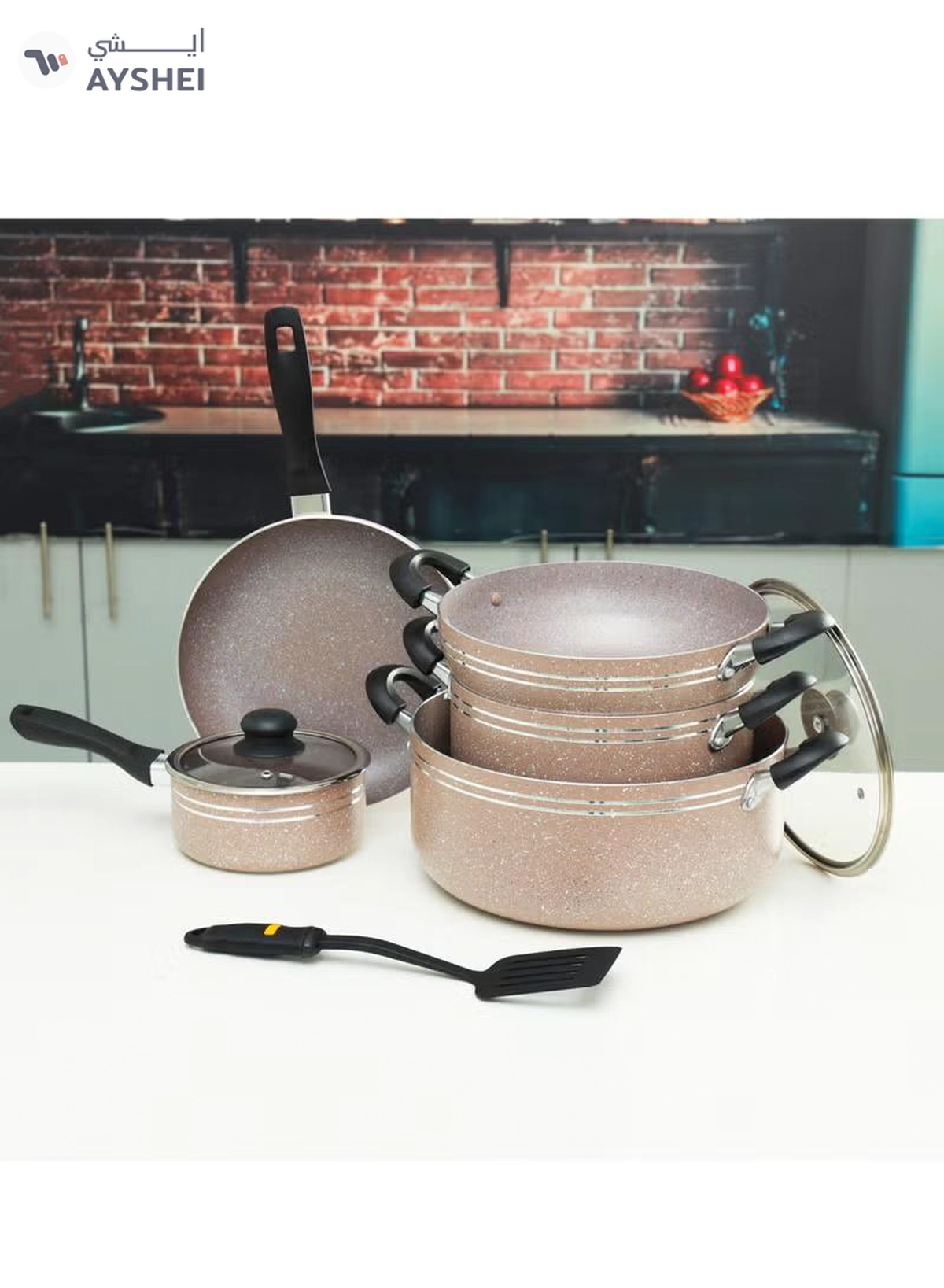 DELCASA 10 Pcs nonstick Aluminum Cookware Set Durable Marble Coating Non Stick Pots-6-6