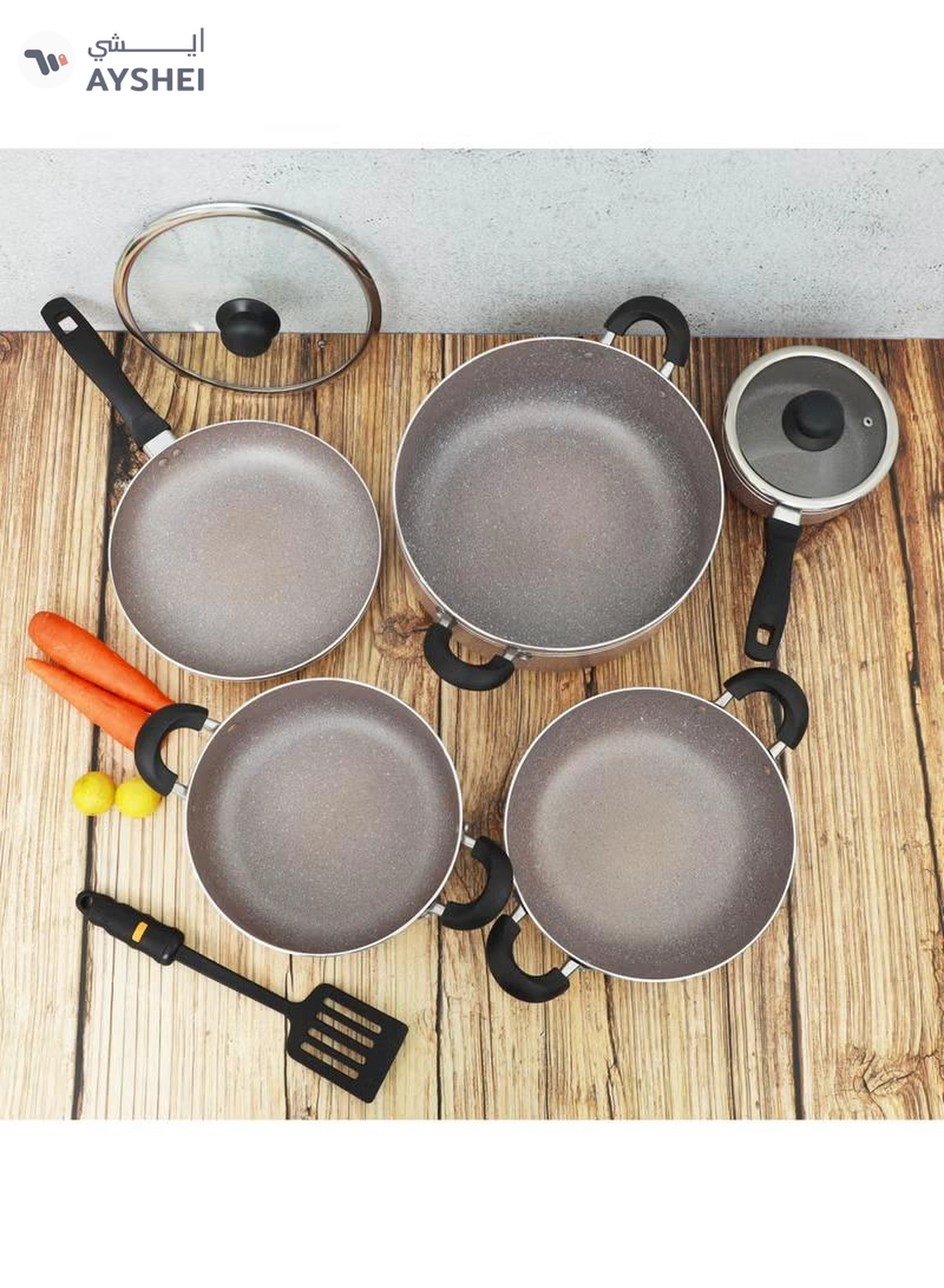 DELCASA 10 Pcs nonstick Aluminum Cookware Set Durable Marble Coating Non Stick Pots-8-8