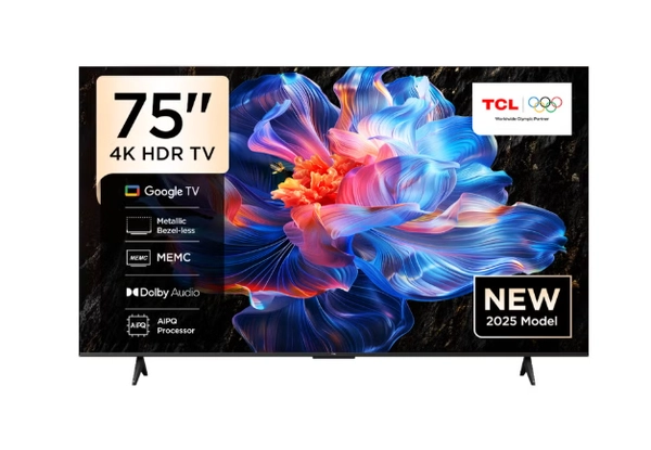 TCL 75-Inch P6K LED 4K UHD HDR Smart TV | Google TV, 60Hz, HDR 10, AiPQ Processor, Dolby Audio, MEMC, HDMI 2.1, Bluetooth 5.2, WiFi 5, Bezel-less Design, (2025 Model) 75P6K Black