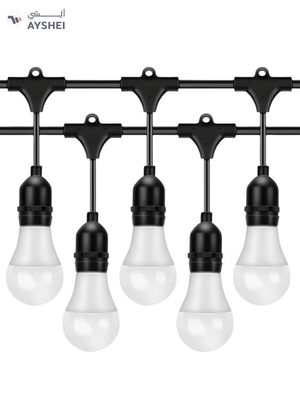 Yuwell Outdoor Waterproof IP65 Led String Lights E27 Holder 100 Meter Bulb Holder Wire With 200 LED Bulbs 9W Cool White With EU Plug Solar Bulb Holder For Ramadan Decoration Lights And Outdoor Decoration Light Hanging Light String Wire Ramadan Light For Commercial Patio Garden & Porch Yard