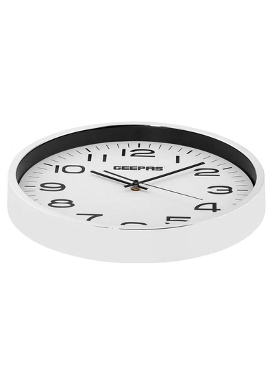 GEEPAS Wall Clock Round Decorative color Frame Clock for Living Room, Bedroom, Kitchen | Large Dial, Light weight| Electro Plating Effect| GWC26016-1